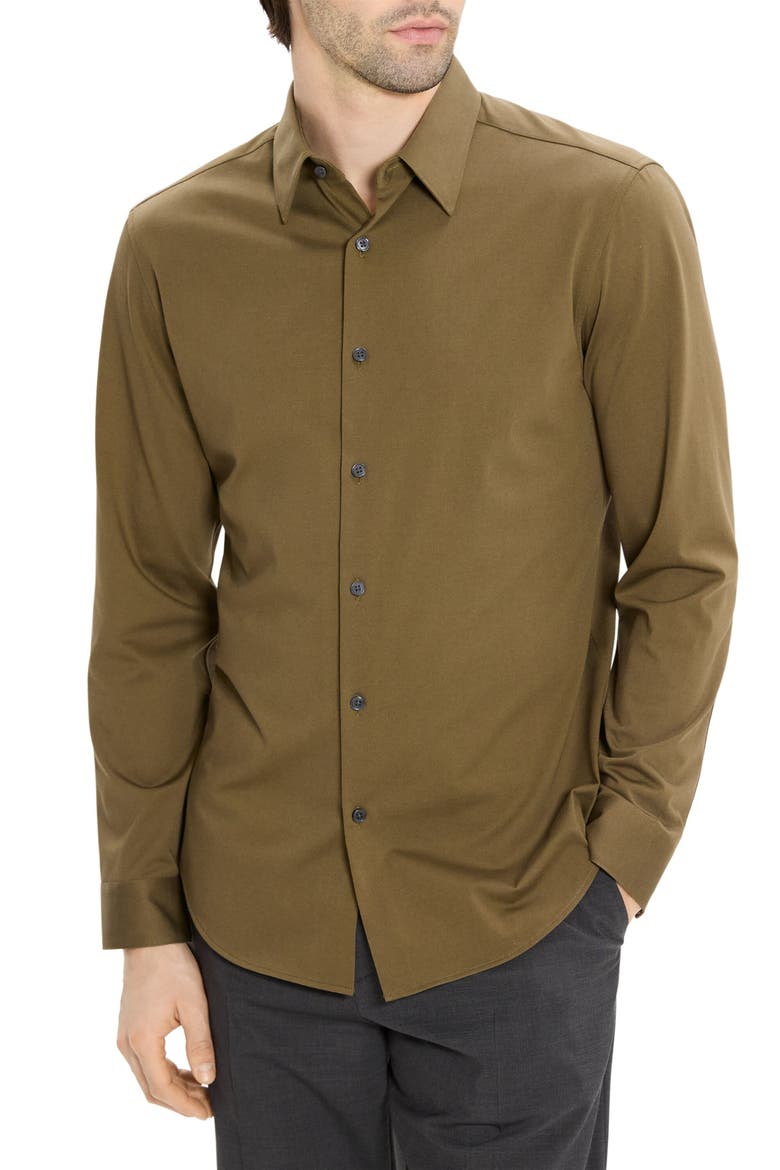 Sylvain ND Structure Knit Button-Up Shirt, Alternate, color, DUFFLE