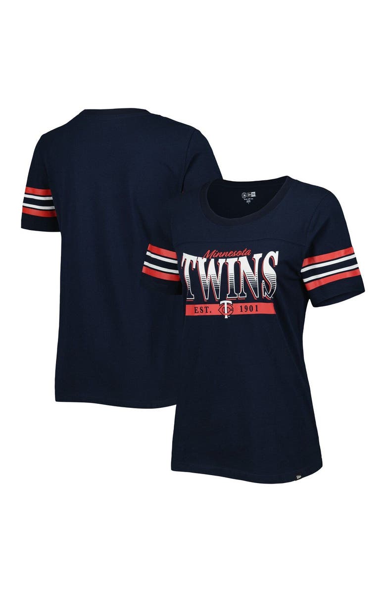 New Era Women's New Era Navy Minnesota Twins Team Stripe T-Shirt, Main, color, 