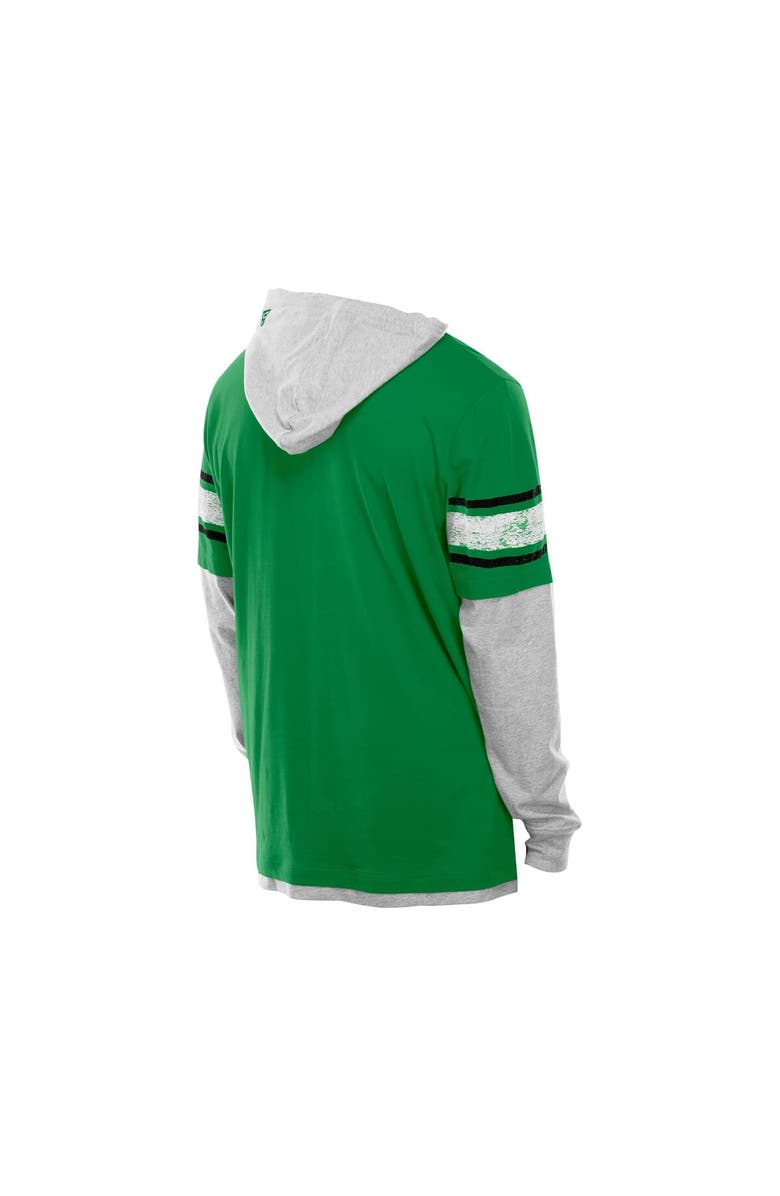 New Era Men's New Era Kelly Green Philadelphia Eagles Twofer Layered Long Sleeve Hoodie T-Shirt, Alternate, color,