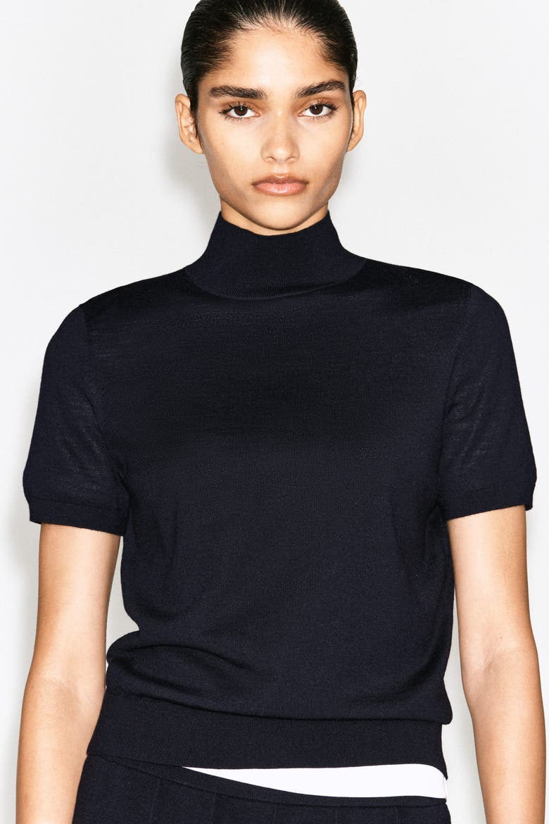Merino Wool Turtleneck Top, Alternate, color, NAVY