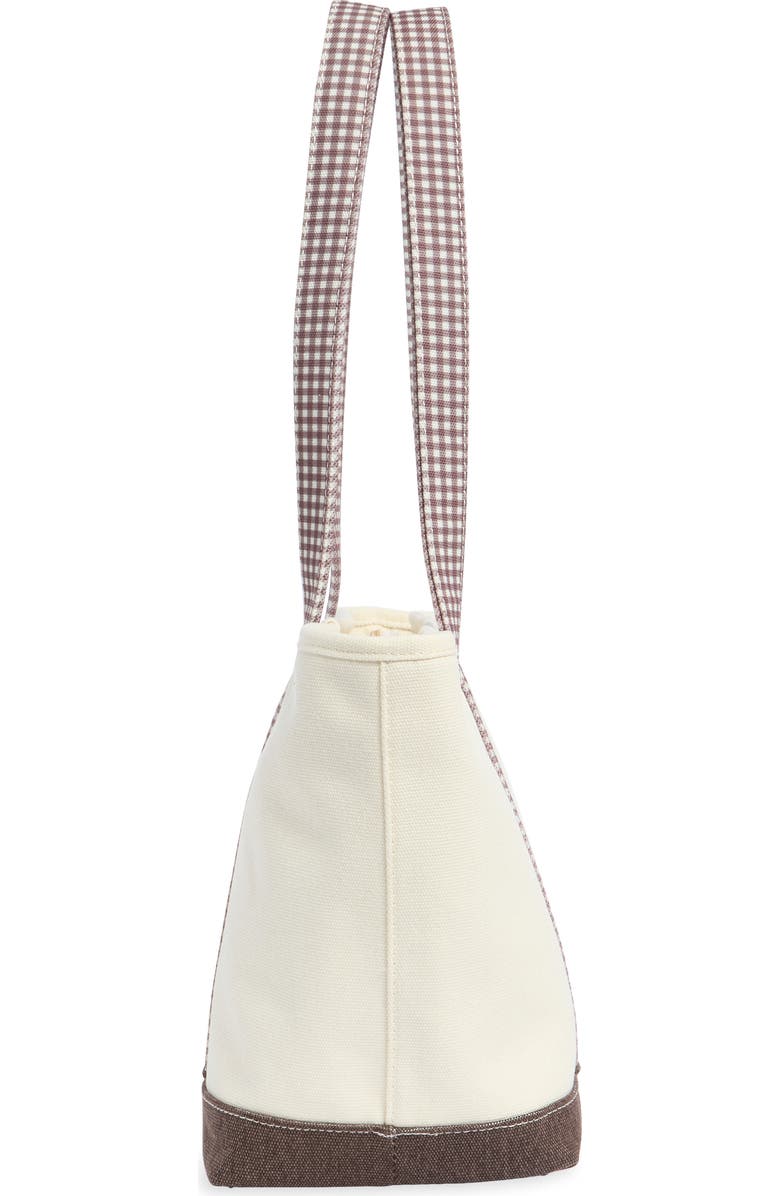 Nanette Lepore Gingham Trim Knit Tote, Alternate, color, Soft Beige / Brown Gingham
