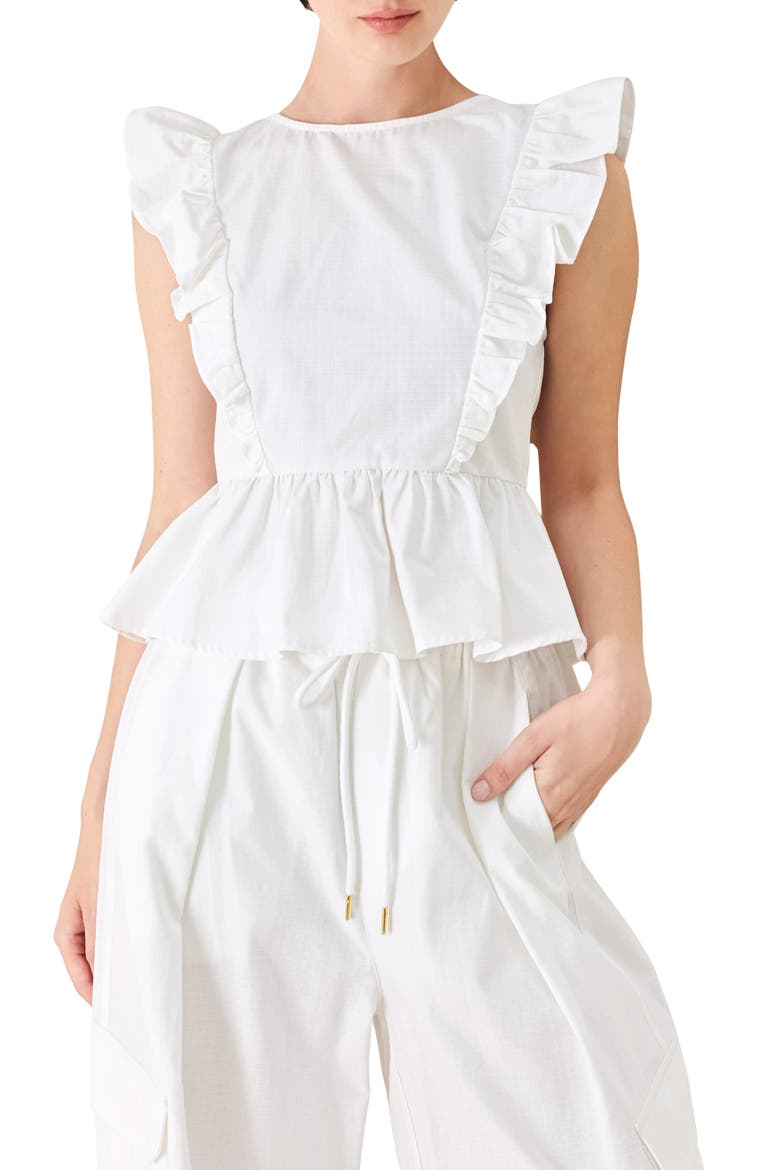 Ruffle Peplum Top, Main, color, OFF WHITE