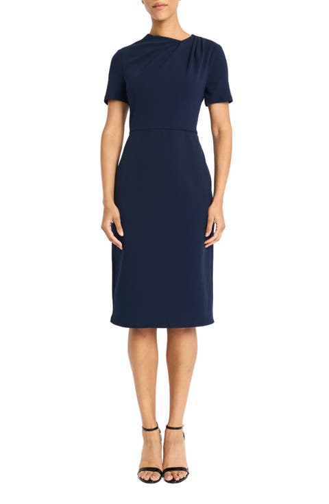Twist Neck Midi Sheath Dress