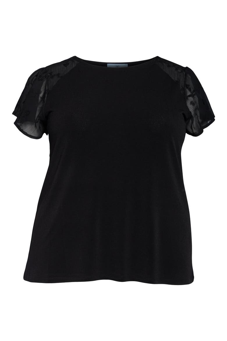 Flutter Sleeve Crepe Blouse, Alternate, color, RICH BLACK