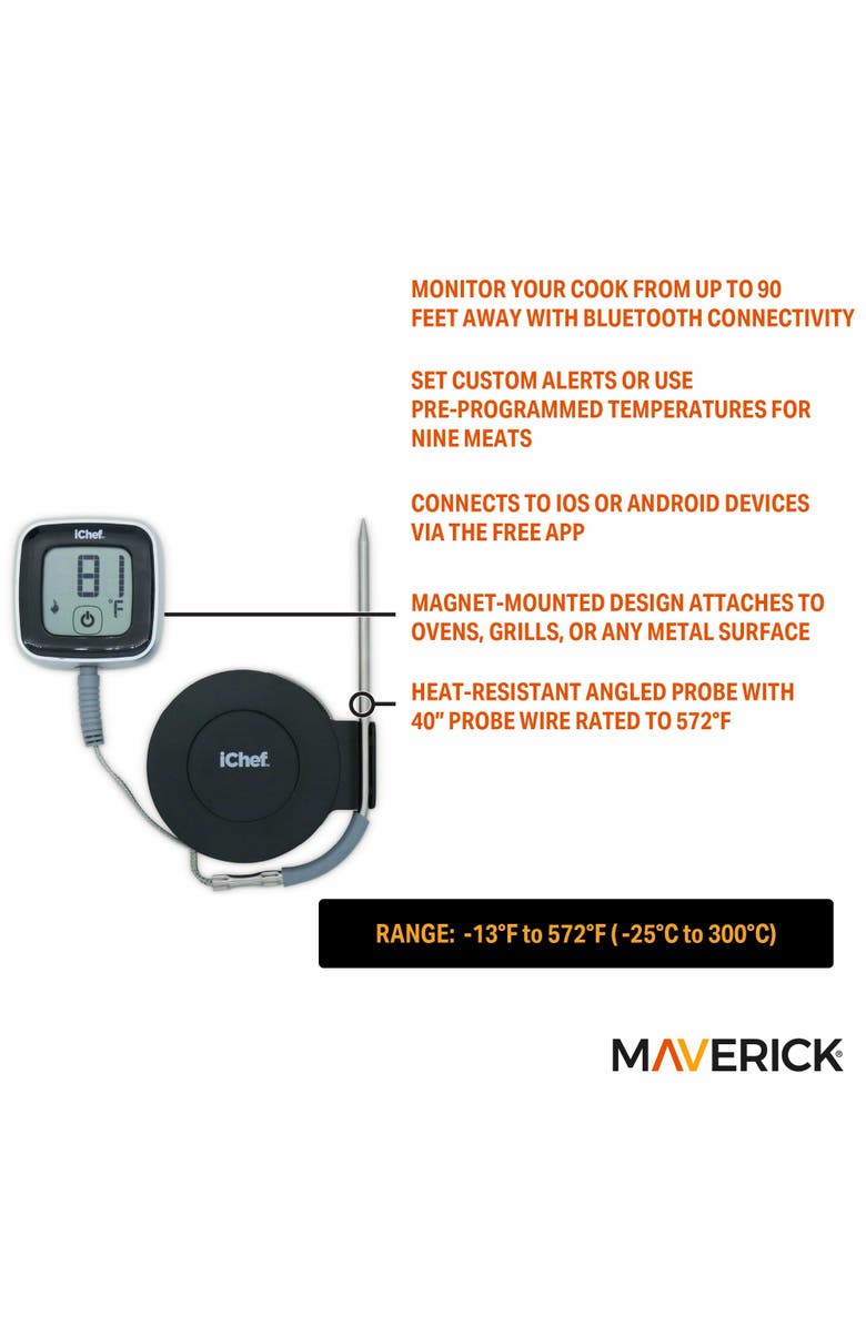 Maverick iChef Bluetooth Remote Compact Thermometer, Alternate, color, Black