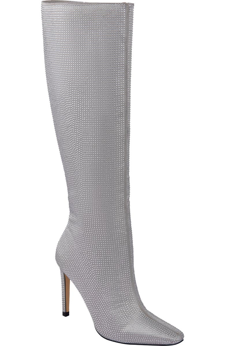 LADY COUTURE Diamond Rhinestone Pointed Toe Boot, Main, color, Silver
