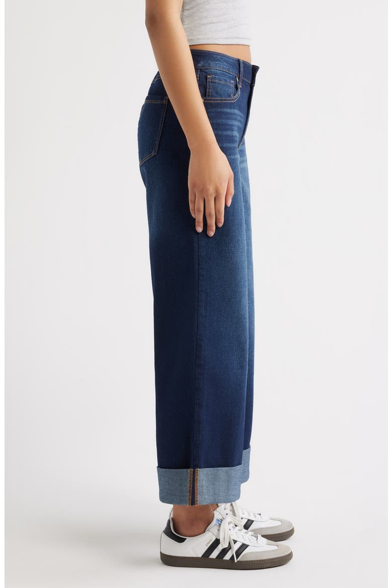 High Waist Rolled Cuff Slim Wide Leg Jeans, Alternate, color, XAY