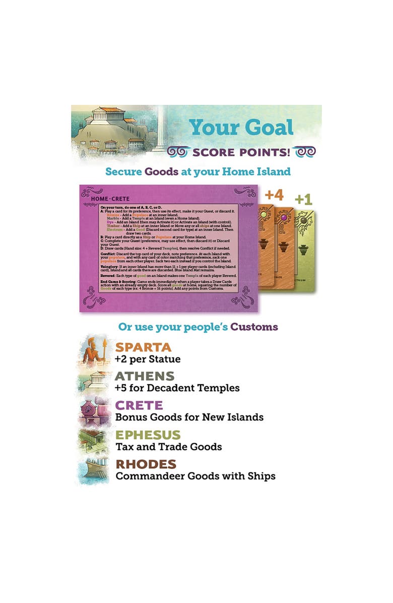 Asmadi Games Aegean Sea Strategy Card Game, Take Charge Of Ancient Peoples, 25 Players, Alternate, color, Multicolored