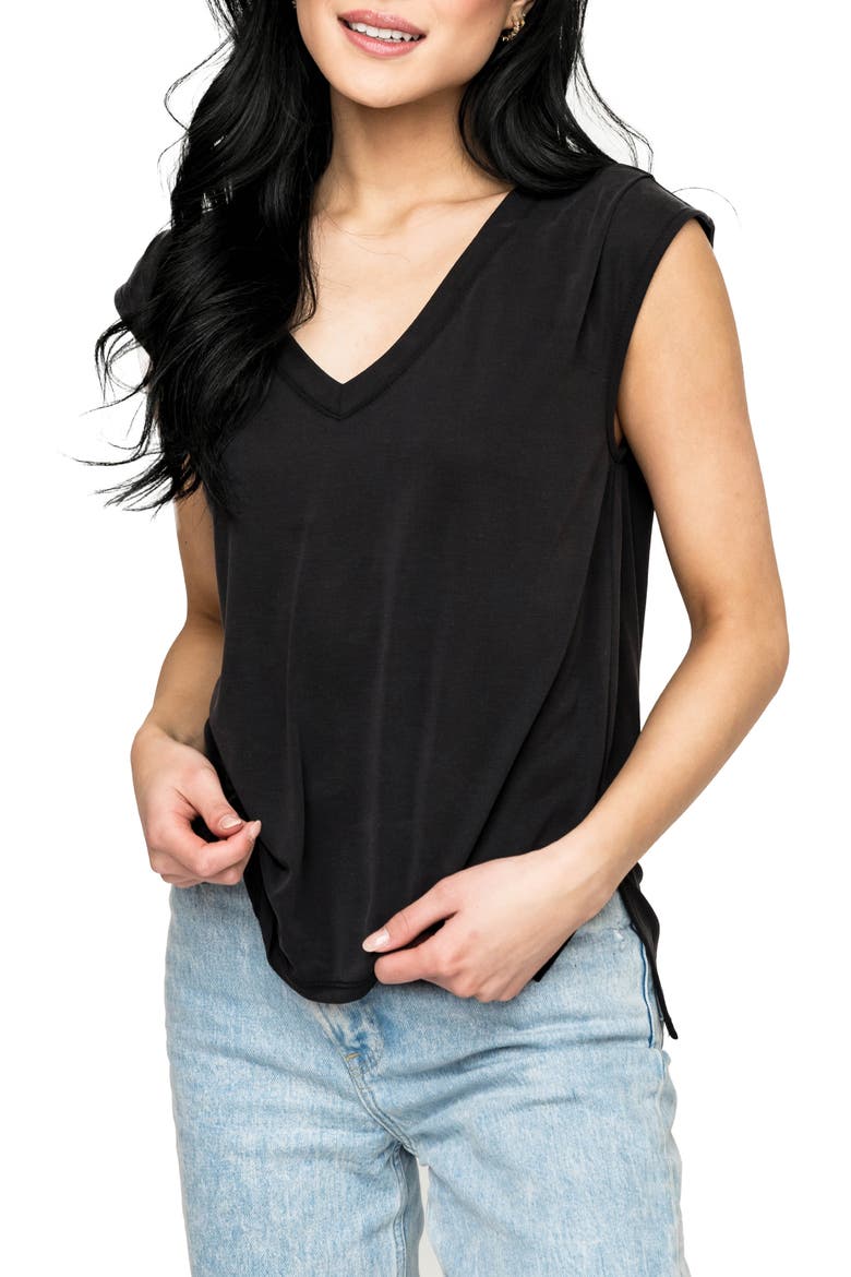 V-Neck T-shirt, Main, color, BLACK