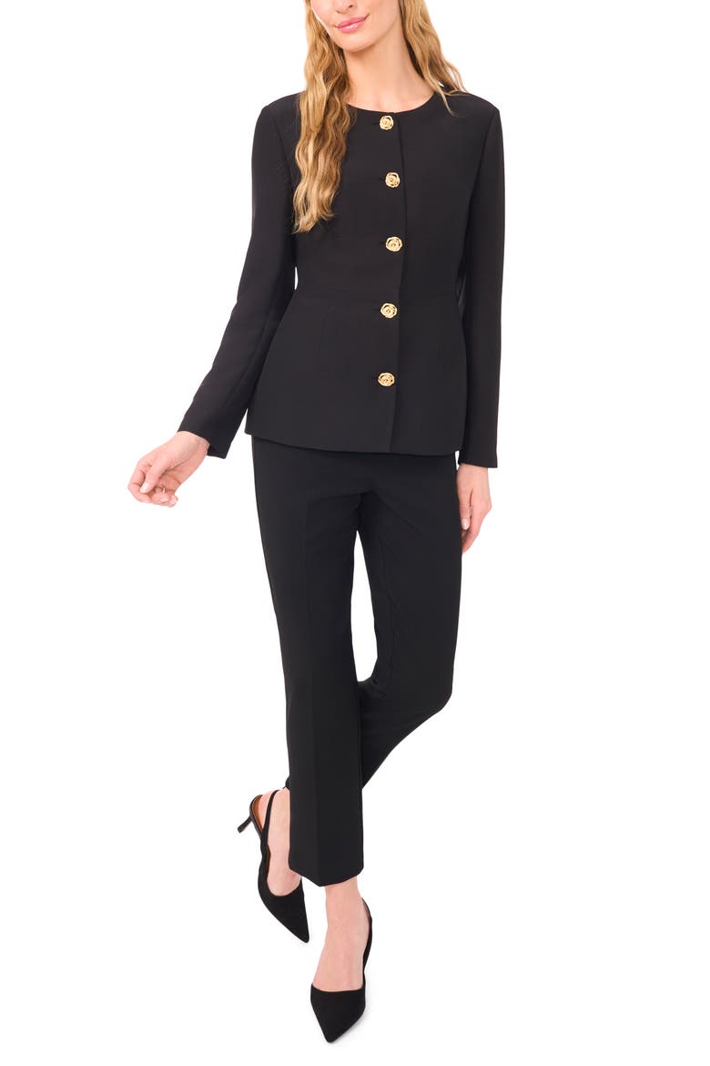 Georgia Shaped Button-Up Shirt, Alternate, color, RICH BLACK