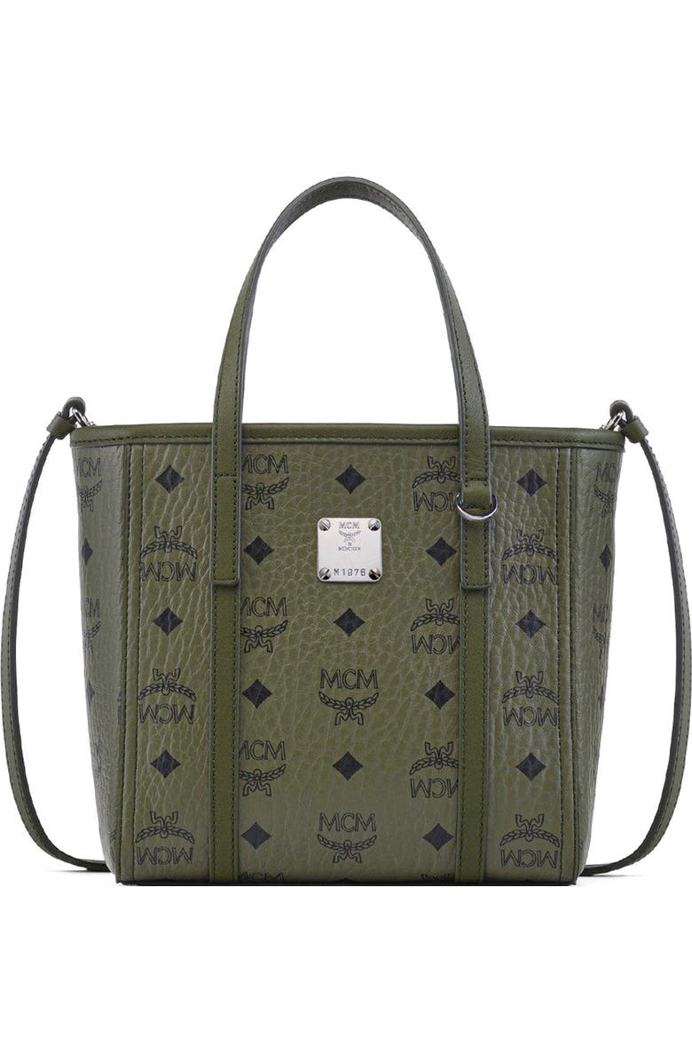 MCM Mini Toni Top-Zip Shopper in Visetos, Main, color, Green