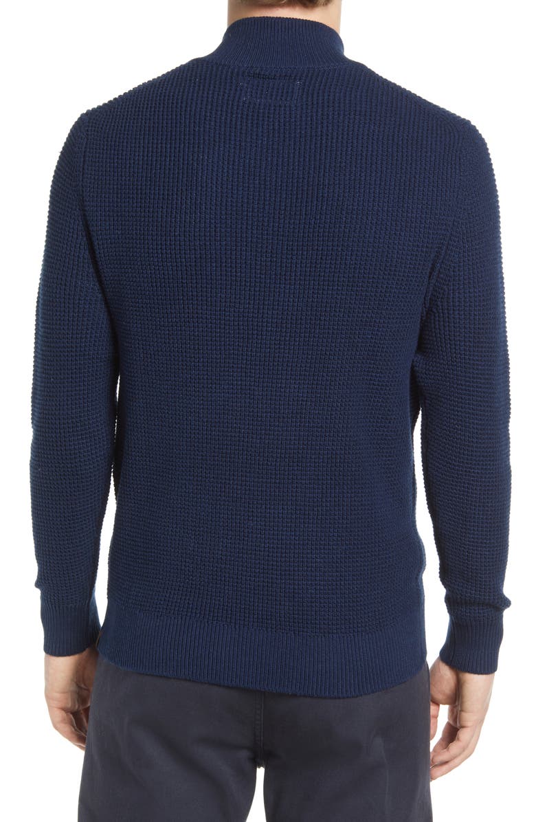 The Normal Brand Waffle Knit Quarter Zip Pullover, Alternate, color, Navy