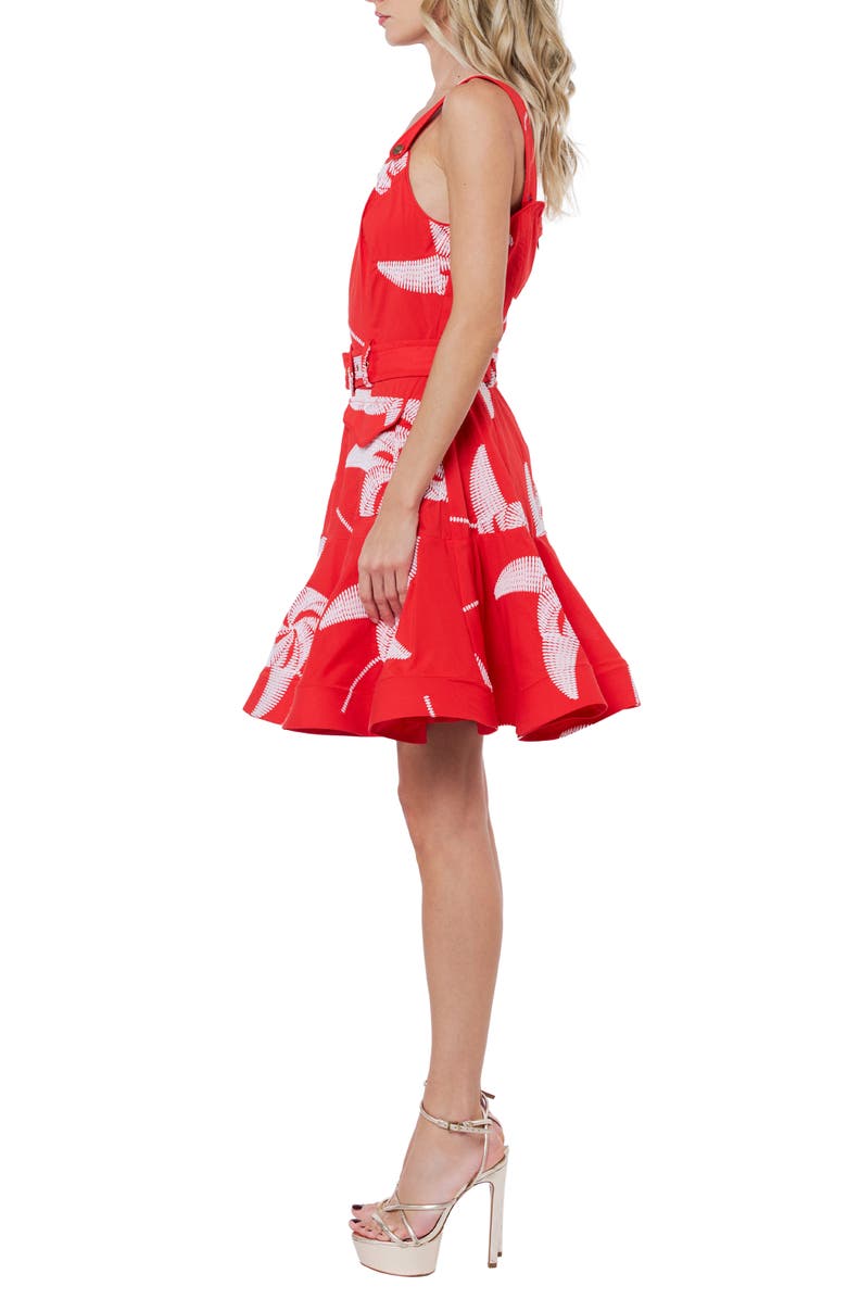 CIEBON Alivia Belted Fit & Flare Minidress, Alternate, color, Red Multi