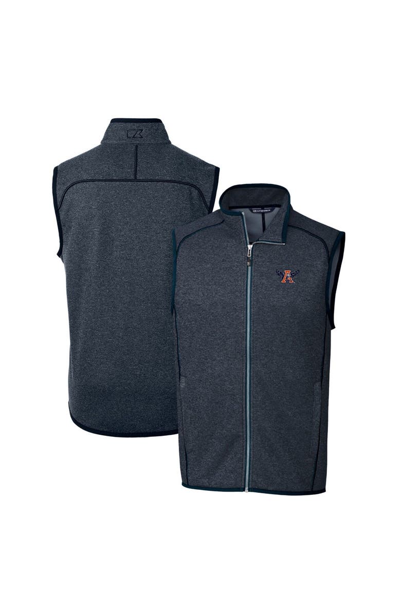 Cutter & Buck Men's Cutter & Buck Heather Navy Auburn Tigers Mainsail Sweater-Knit Full-Zip Vest, Alternate, color, 