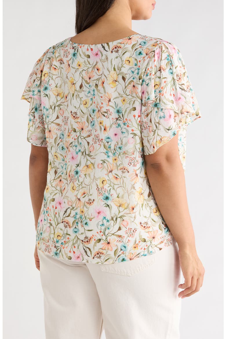 Print Tulip Sleeve Top, Alternate, color, ANTIQUE WHITE