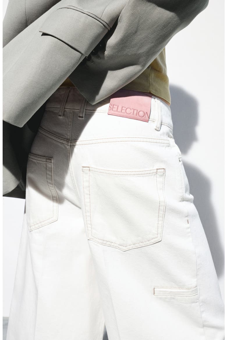 Denim Bermuda Shorts, Alternate, color, OFF WHITE