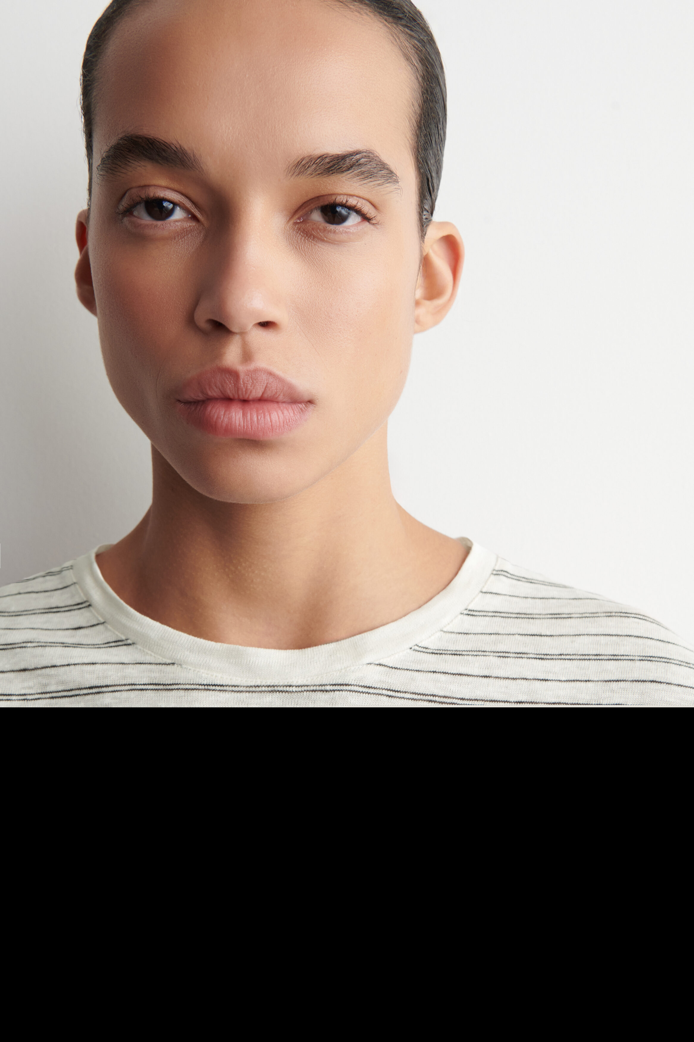 Crew-Neck Linen T-Shirt, Alternate, color, WHITE / BROWN / STRIPED