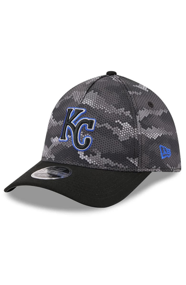 New Era Men's New Era Black Kansas City Royals Camo 39THIRTY A-Frame Flex Hat, Main, color, Black