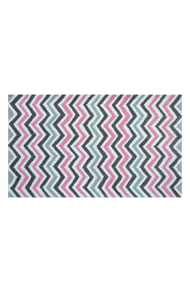 R16 HOME Pink Chevron Doormat, Main, color, White/ Pink/ Gray