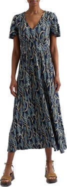 Seasalt Cornwall Chateaux Floral Organic Cotton Midi Dress