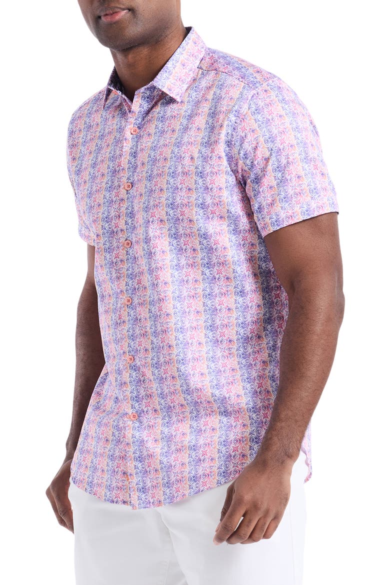 Formby Short Sleeve Cotton Button-Up Shirt, Alternate, color, PINK