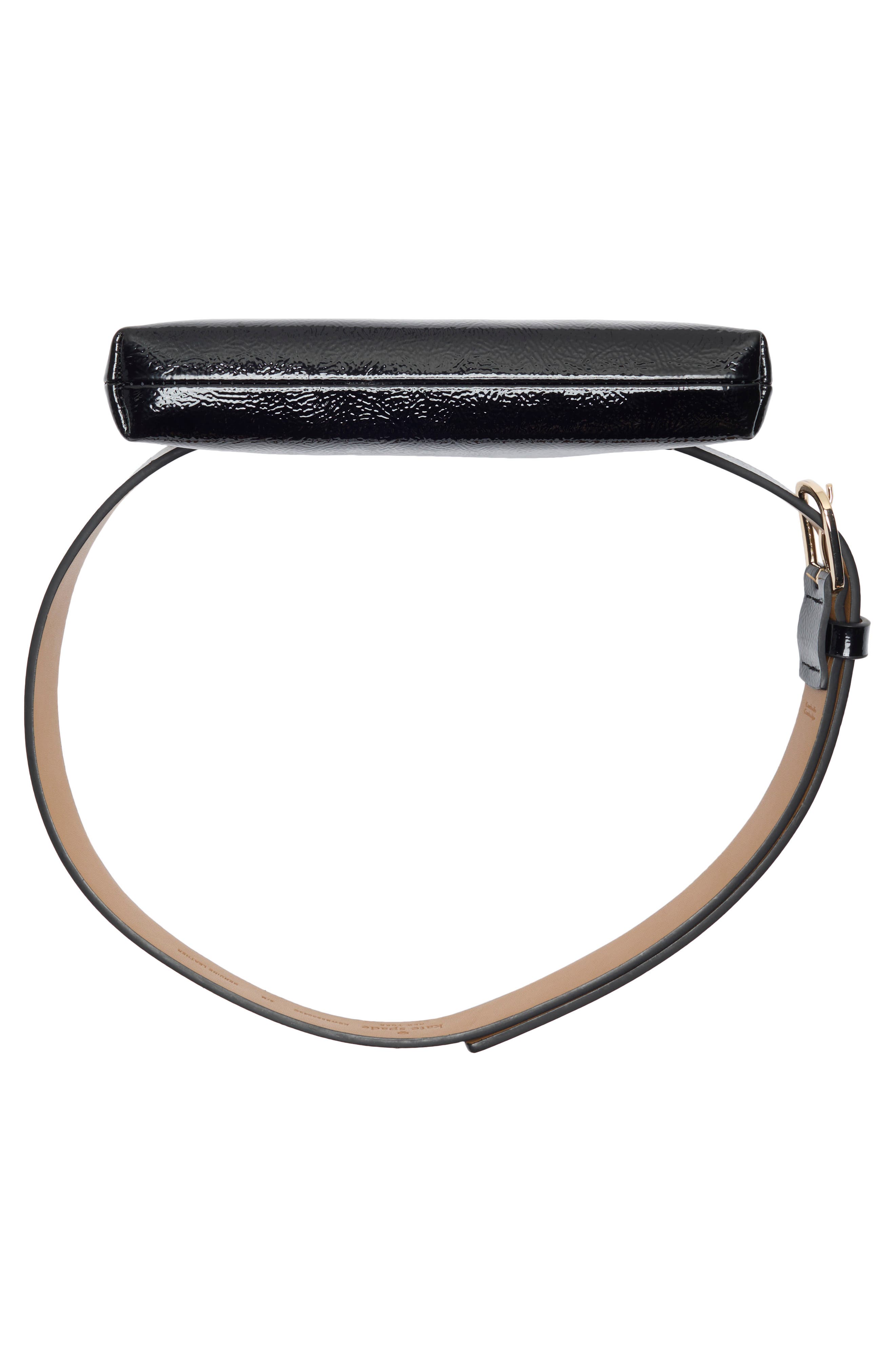 Kate Spade New York crinkle belt bag, Alternate, color, Black / Polished Gold