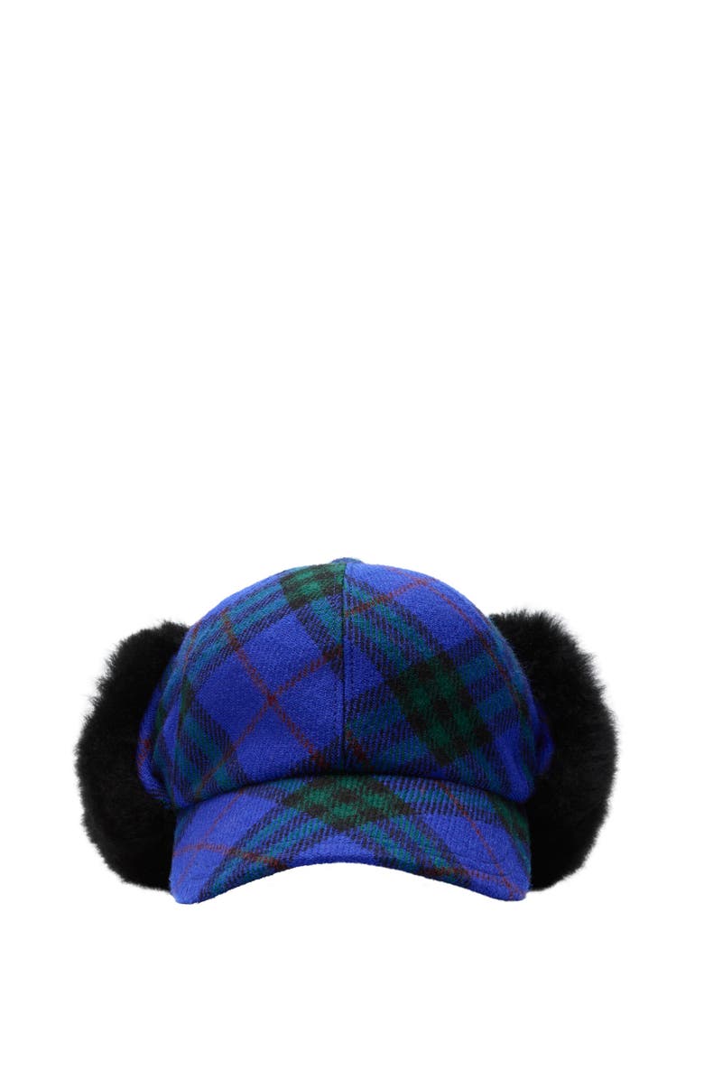 Burberry Check Wool Trapper Cap, Main, color, Knight Blue