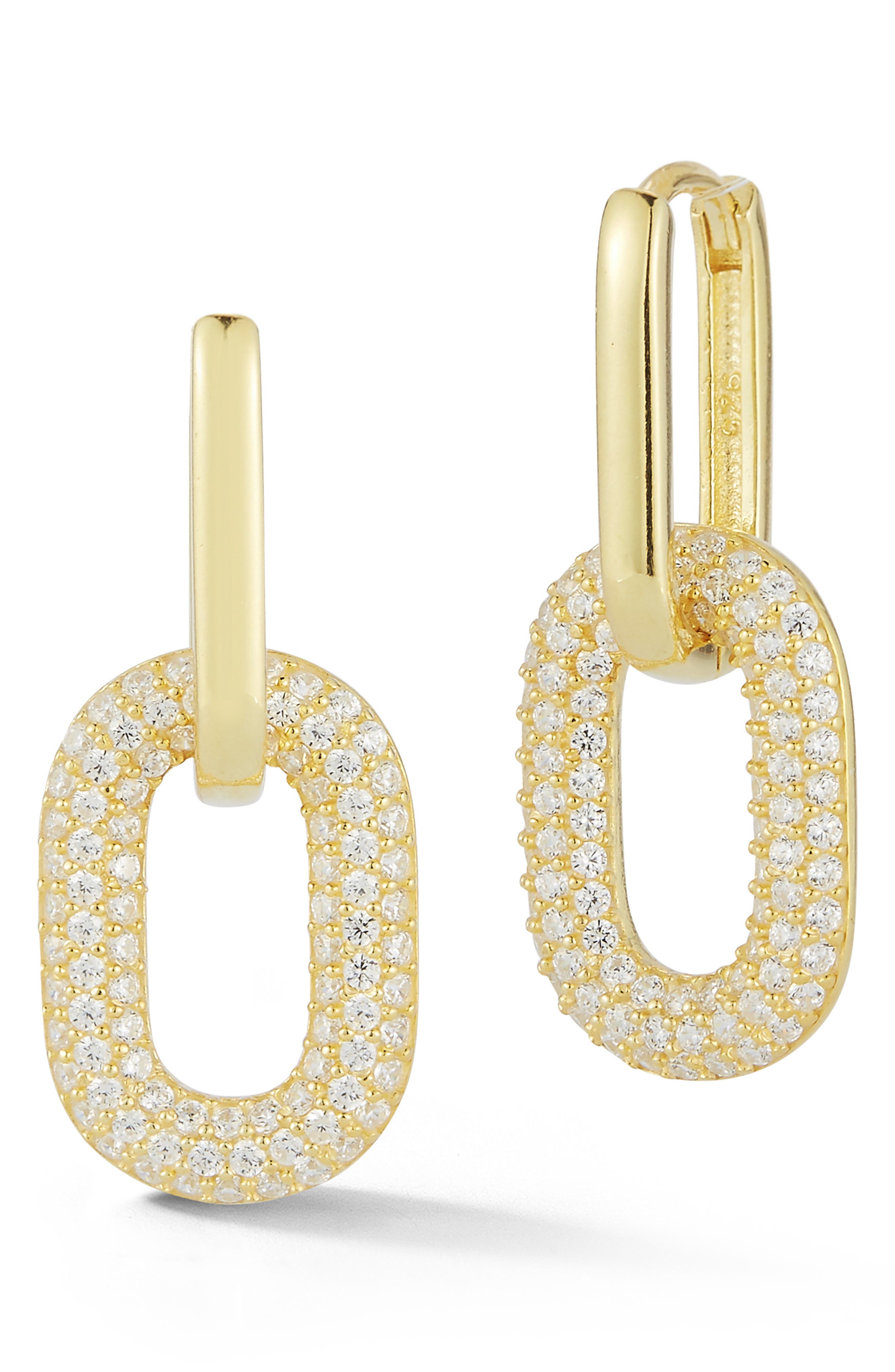 CHLOE AND MADISON Pavé CZ Link Drop Earrings
