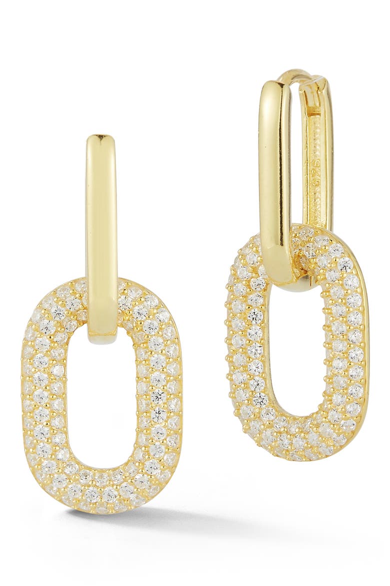Pavé CZ Link Drop Earrings, Main, color, GOLD