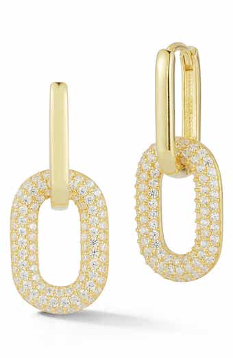 CHLOE AND MADISON Pavé CZ Link Drop Earrings