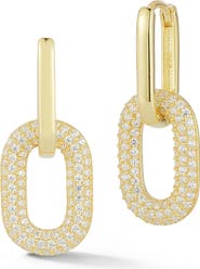 CHLOE AND MADISON Pavé CZ Link Drop Earrings