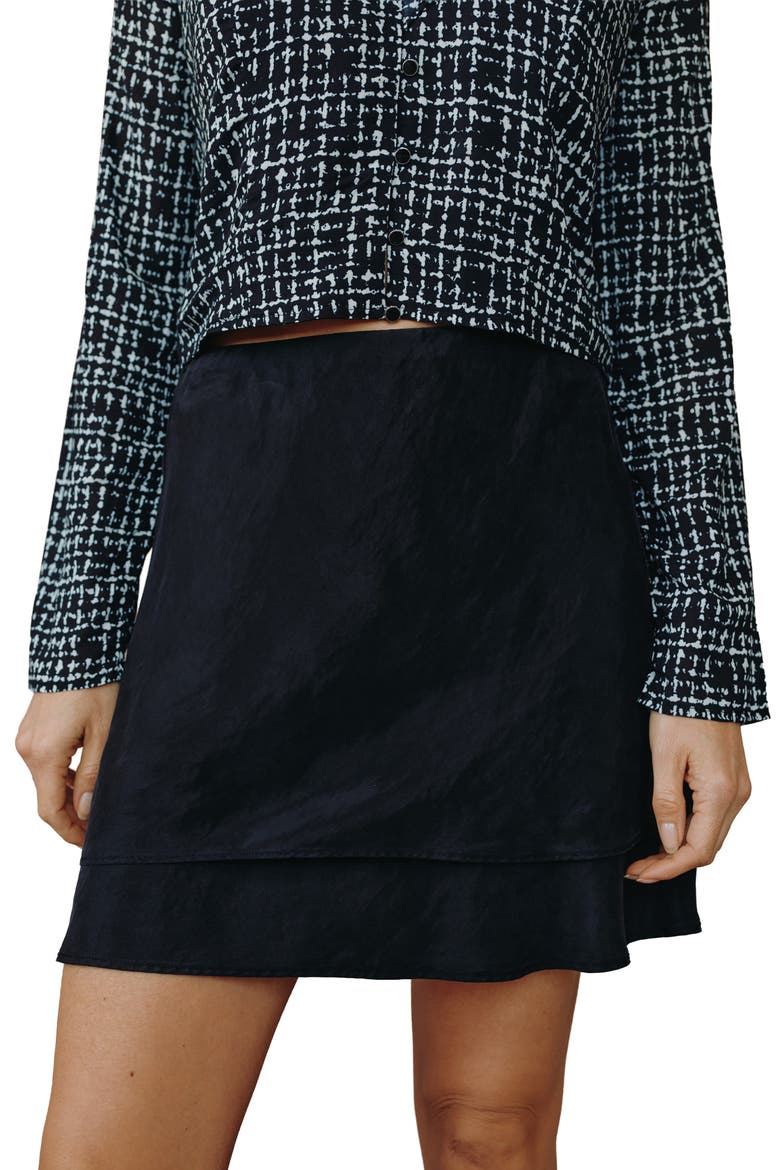 Layered Miniskirt, Main, color, BLACK