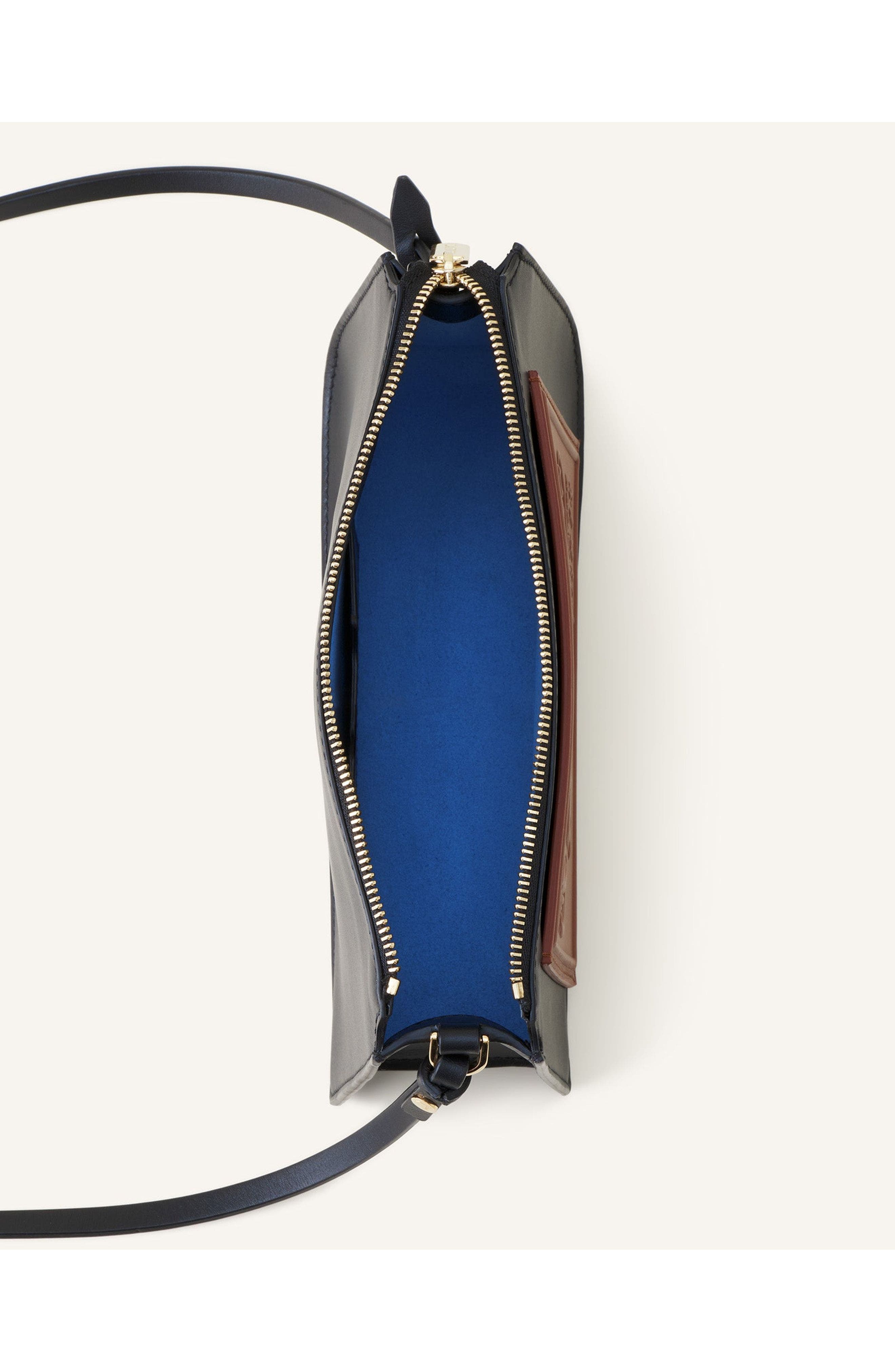 Lanvin Compagnon Small Zipped Bag In Smooth Leather, Alternate, color, Black/Cognac