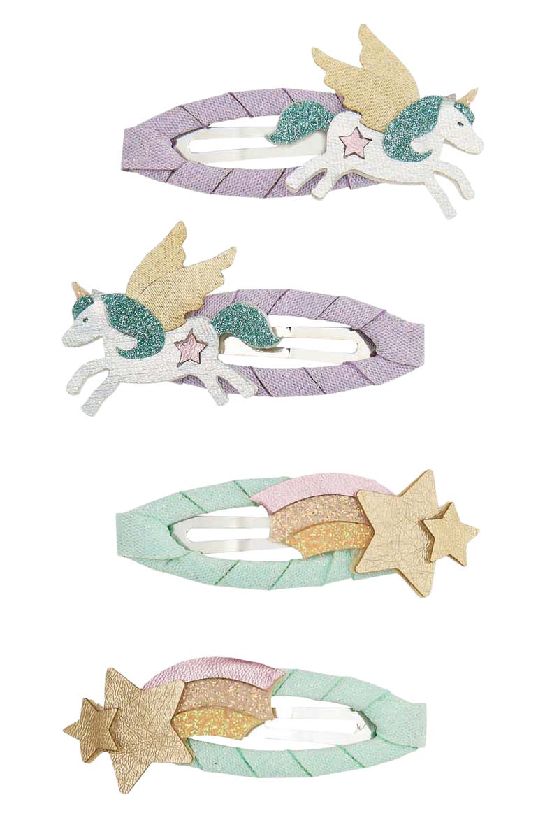 Kids' My Lil Unicorn 4-Pack Hair Clips, Main, color, PINK