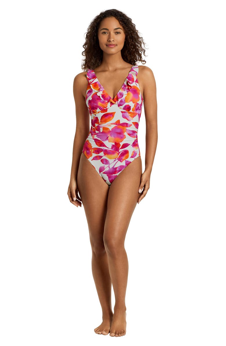 Lauren Ralph Lauren Ruffle Underwire One-Piece Swimsuit, Alternate, color, Multi