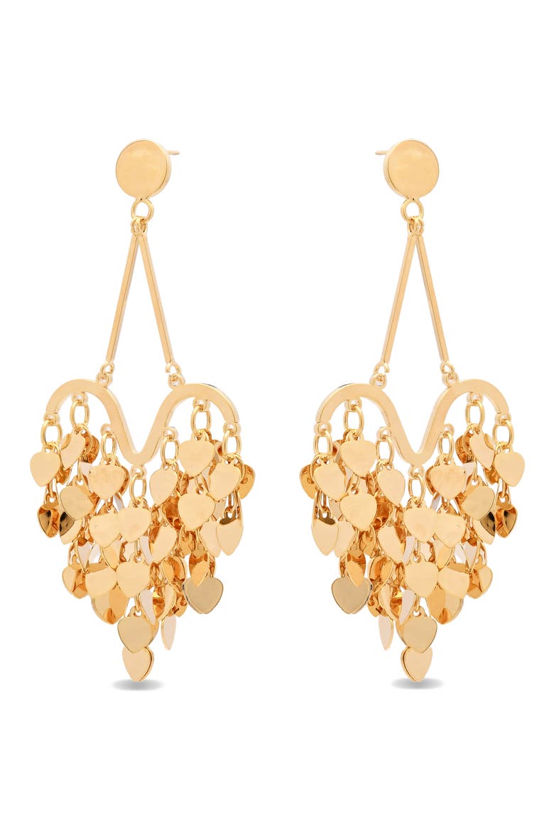 Teresa Heart Charm Statement Drop Earrings, Alternate, color, GOLD