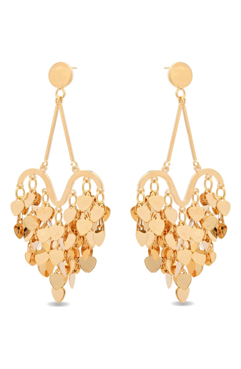 EYE CANDY LOS ANGELES Teresa Heart Charm Statement Drop Earrings, Alternate, color, Gold