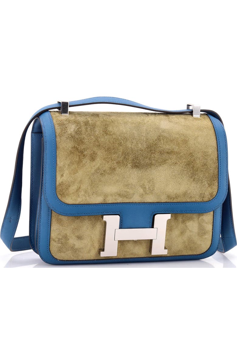 Pre-Owned Hermes Constance Bag Doblis Suede with Swift 23, Alternate, color, Bleu De Galice