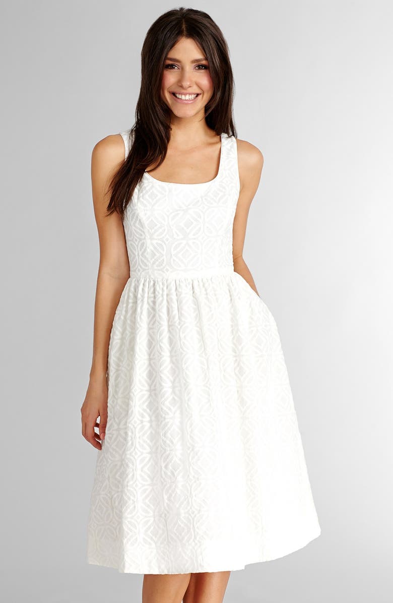 Donna Morgan Jacquard Fit & Flare Dress, Main, color, 