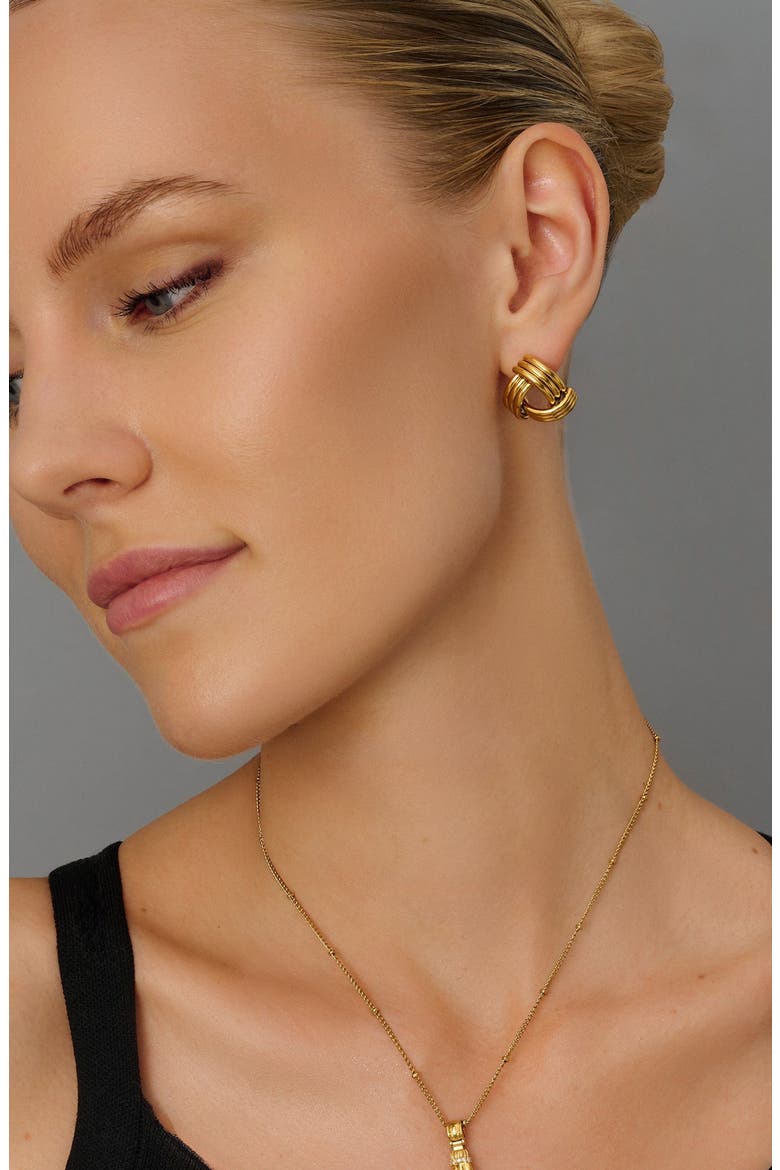 Gold Knot Stud Earrings, Alternate, color, Gold