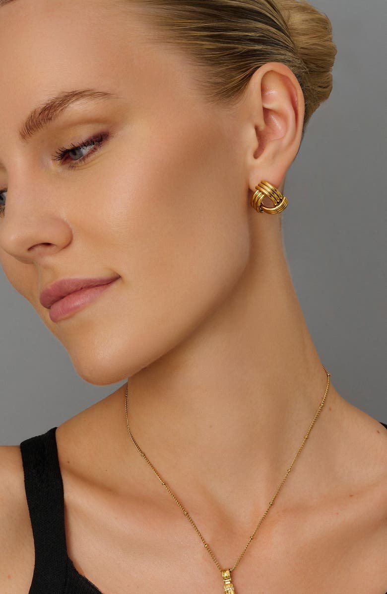 Nialaya Gold Knot Stud Earrings, Alternate, color, Gold