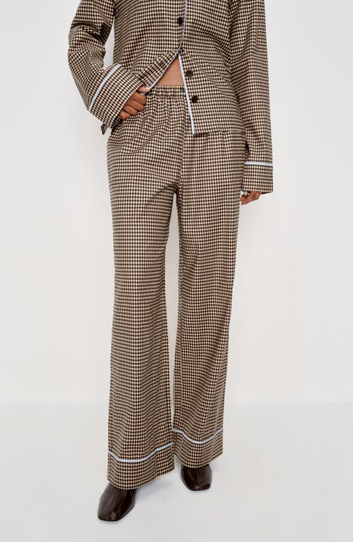 Reformation Coco Contrast Piping Stretch Organic Cotton Pajamas In Brown