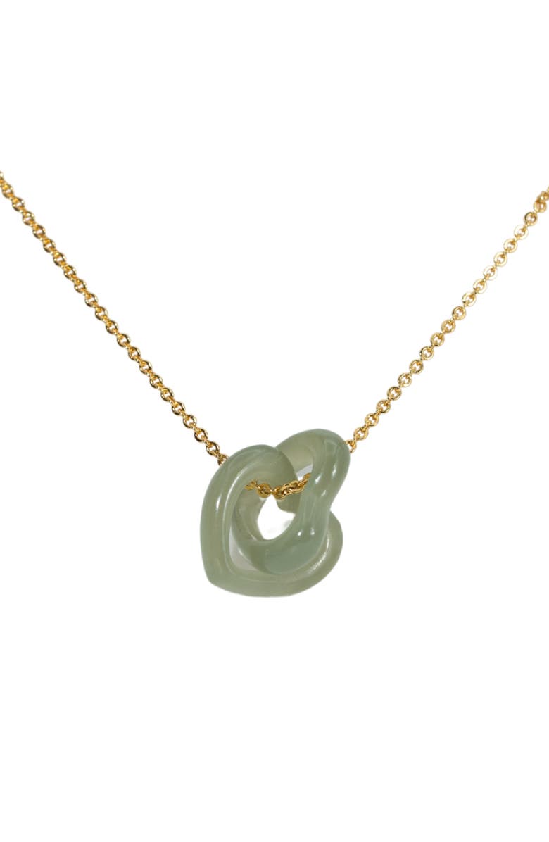 seree The hearts Interlocking jade pendant necklace, Main, color, Light Green