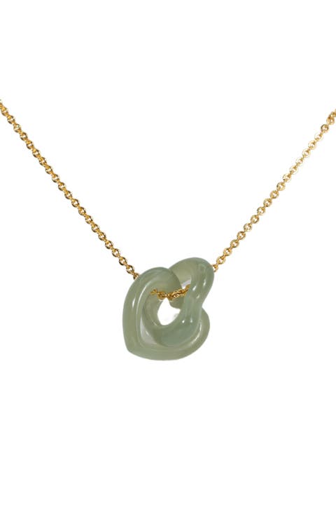 The hearts Interlocking jade pendant necklace