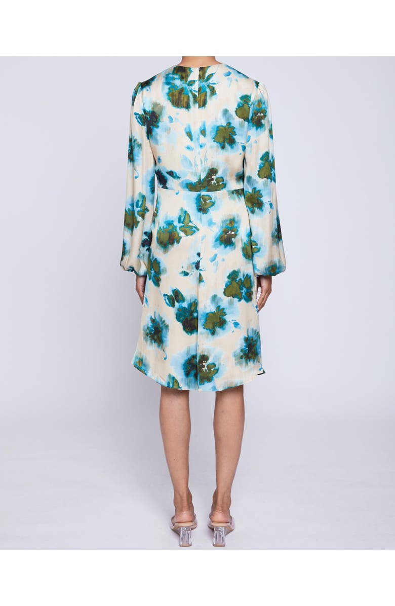 Santorelli NOLA Long Sleeve Keyhole Knee-Length Dress in Abstract Floral Print, Alternate, color,