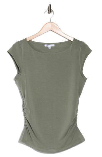 Daniel Rainn Cap Sleeve Ruched Side T-shirt In Washed Agave Green