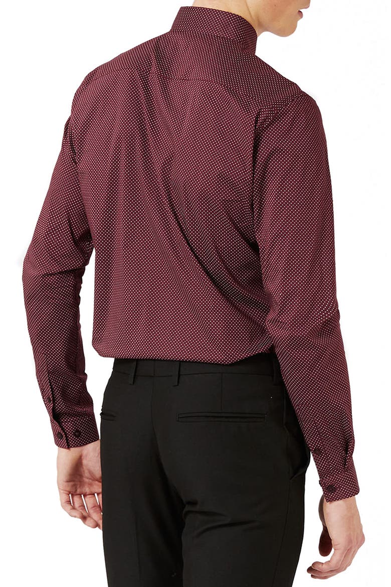 Dot Dress Shirt, Main, color, BURGUNDY
