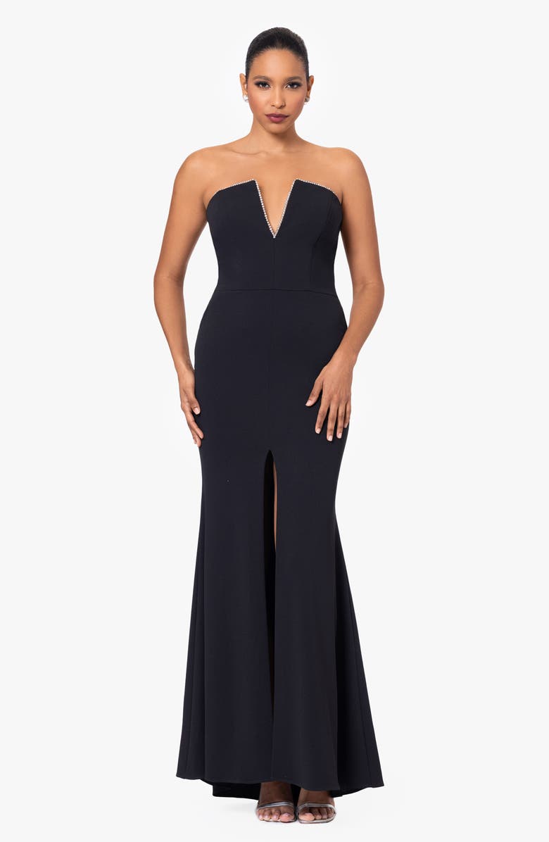 Betsy & Adam Notched Strapless Gown, Alternate, color,