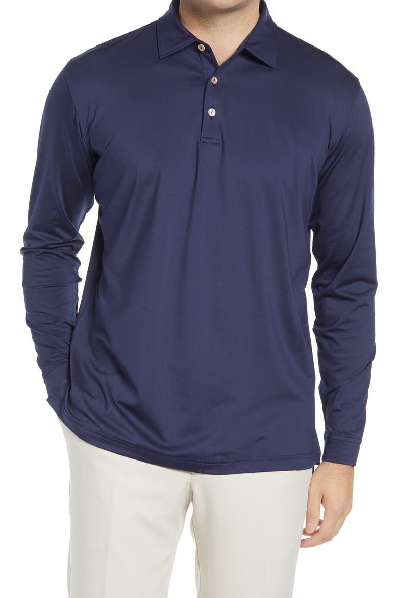 Solid Long Sleeve Jersey Polo, Main, color, NAVY