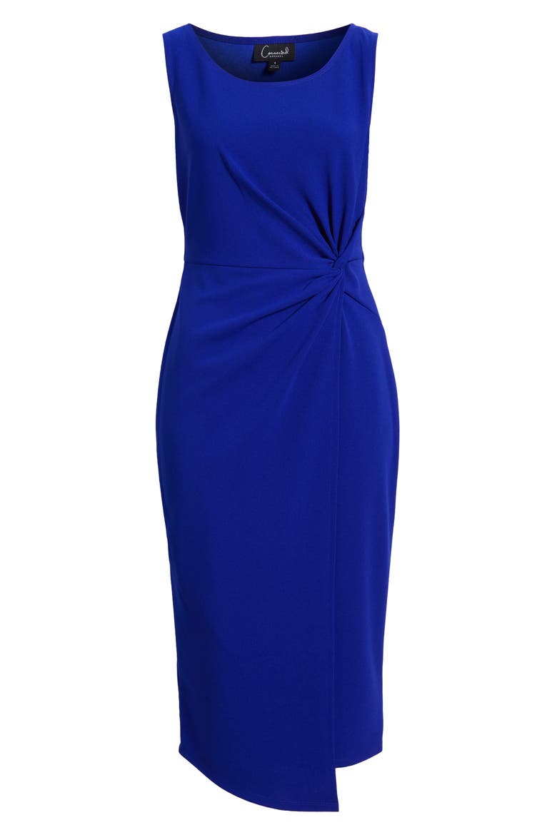 Side Knot Sleeveless Sheath Midi Dress, Alternate, color, DEEP COBALT